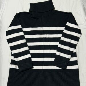 Banana Republic Striped Black and White Turtleneck Sweater